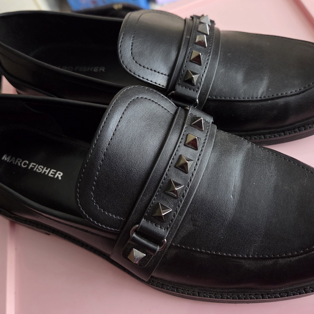 Marc Fisher Black Studded Men's Loafers